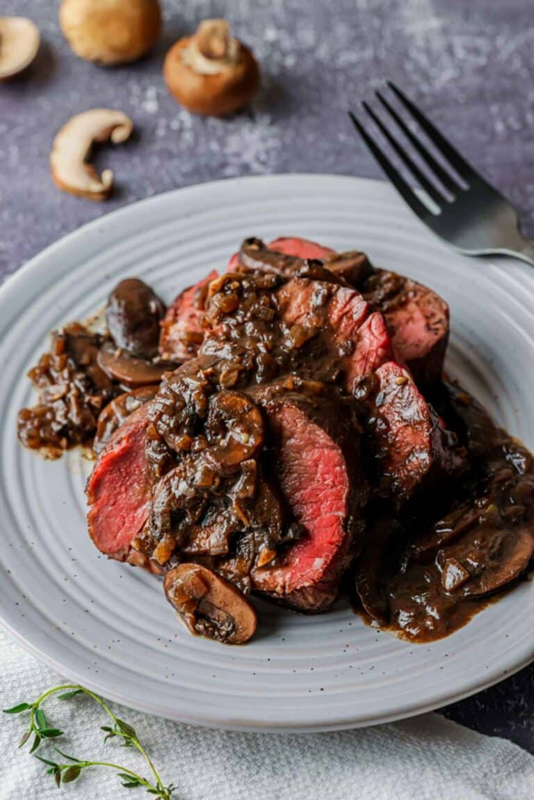 Sous Vide Beef Tenderloin With Red Wine Mushroom Sauce Went Here This