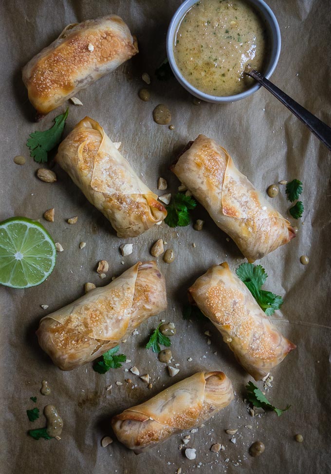 Chicken Pad Thai Baked Egg Rolls