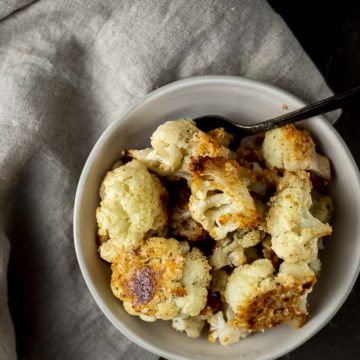 bowl of roasted cauliflower