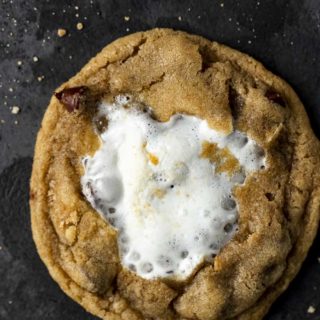 smores cookie on a dark surface