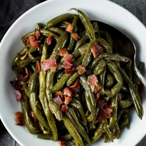 Crock Pot Buttery Bacon Green Beans - Spicy Southern Kitchen