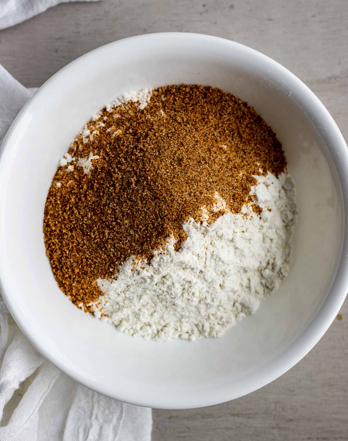 orange seasoning and flour in a bowl