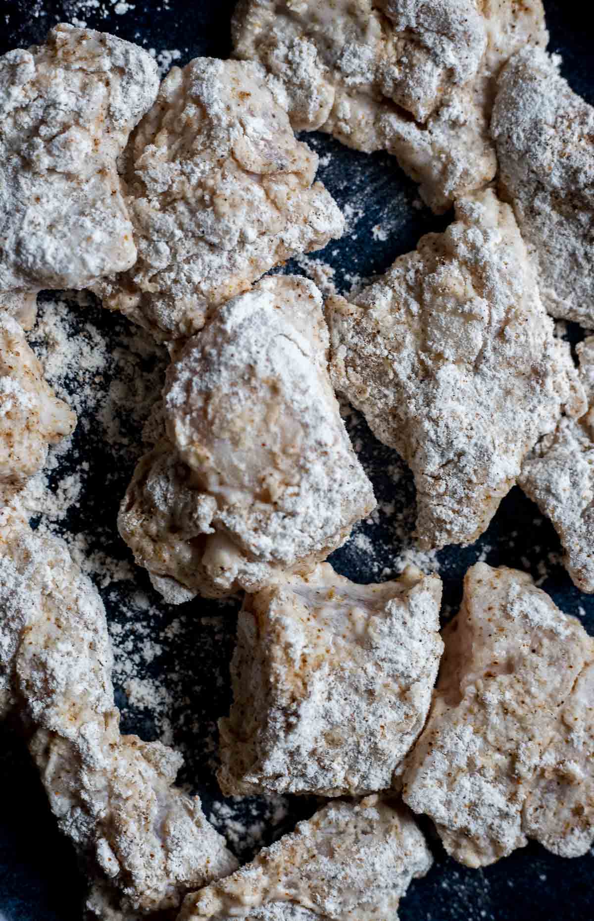 flour coated alligator chunks