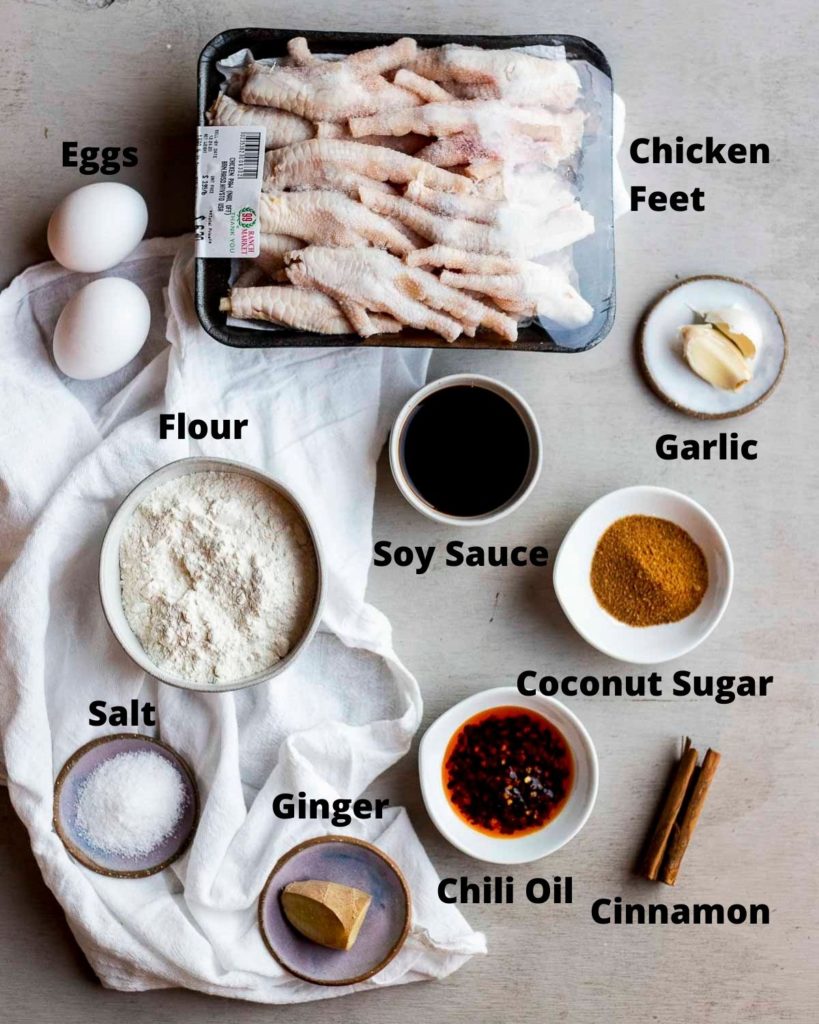 ingredients for fried chicken feet