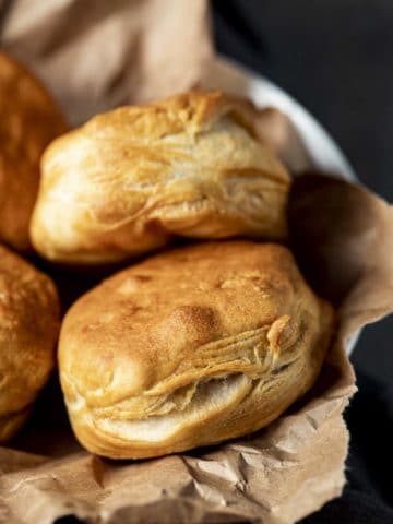 Air fryer biscuits in a plate.