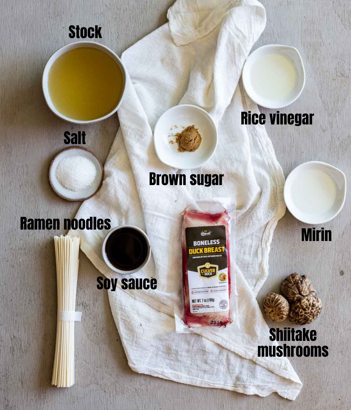 ingredients to make Duck Ramen