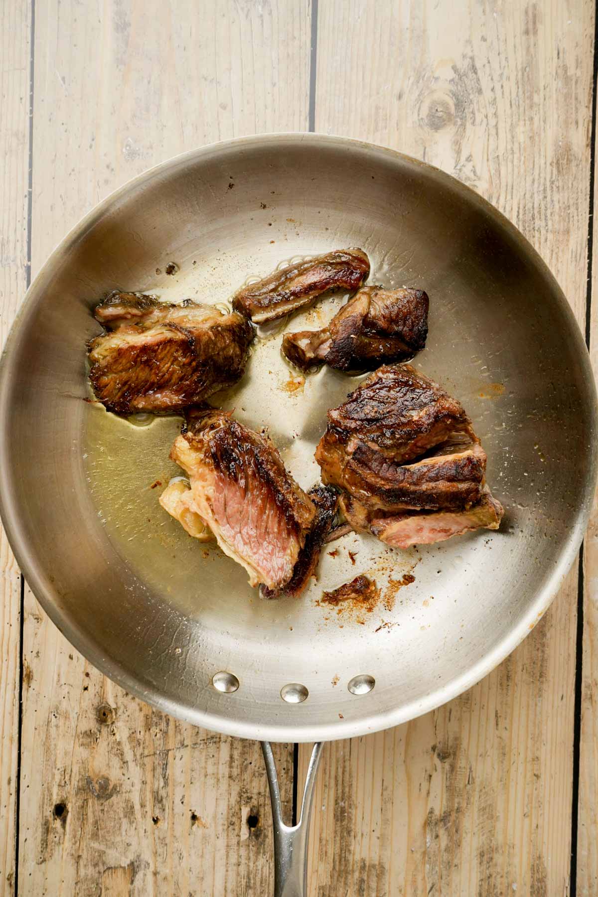 beef browning in a skillet