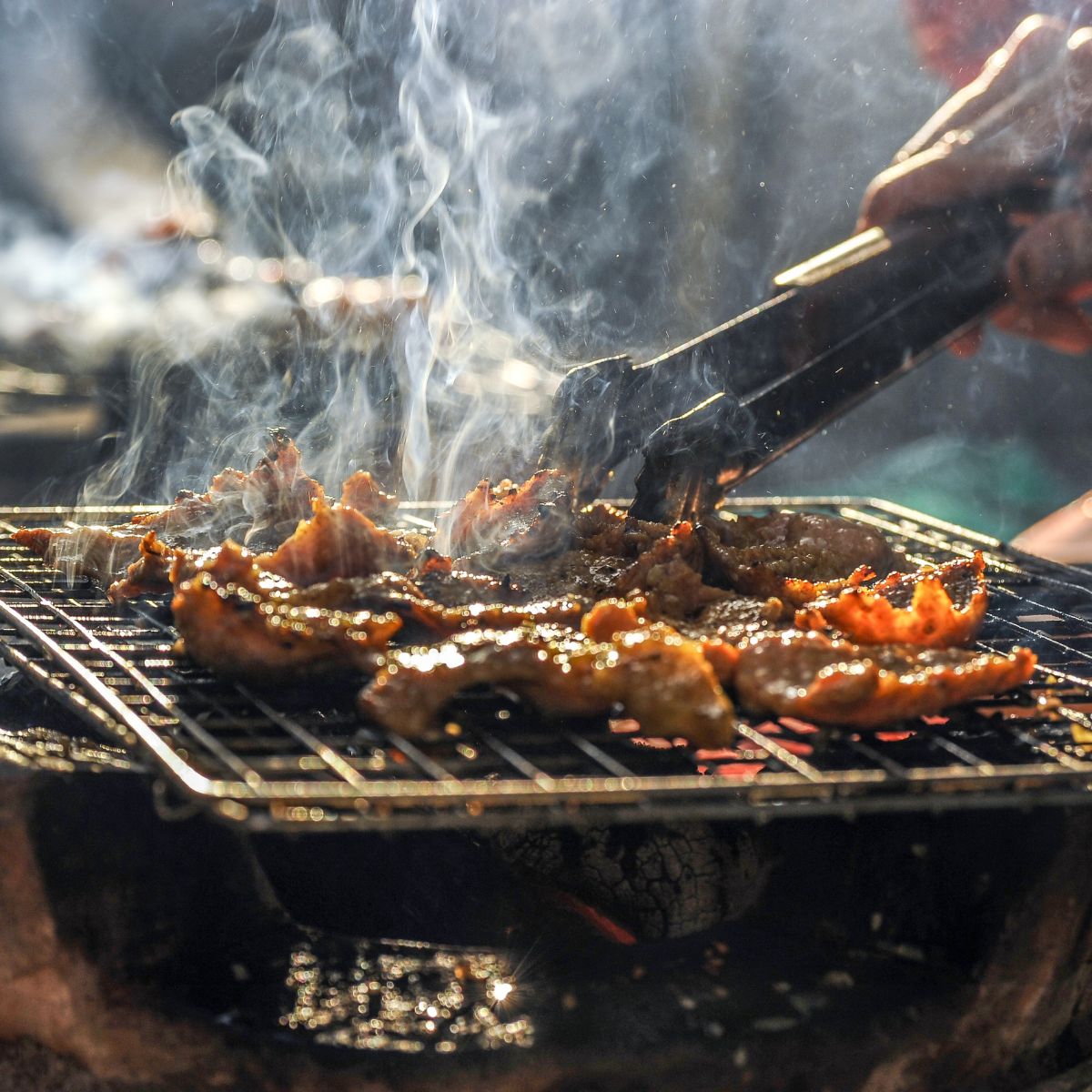 meat cooking on a grill