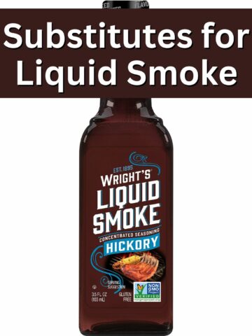 a bottle of liquid smoke with text overlay