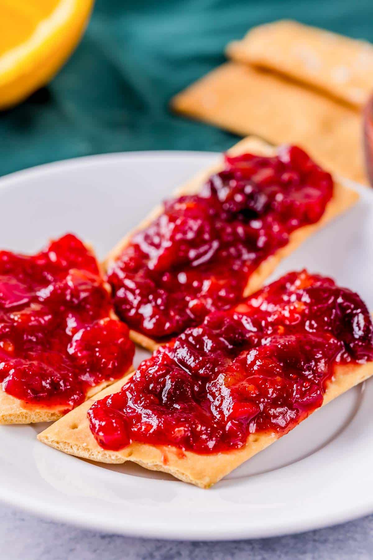 cranberry chutney on crackers.