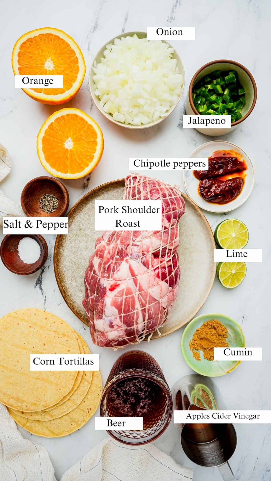 ingredients for slow cooker mexican shredded pork.